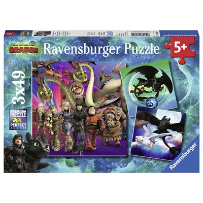 Ravensburger Pussel 3x49 Bitar How To Train Your Dragon, 080649